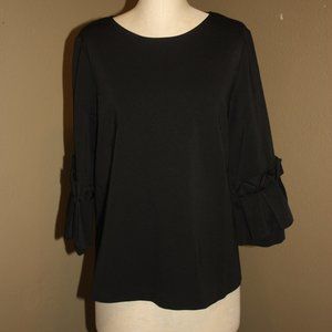 COS BLACK SHIRT TOP WITH BEAUTIFUL DETAIL ON THE SLEEVES - MEDIUM 4 6